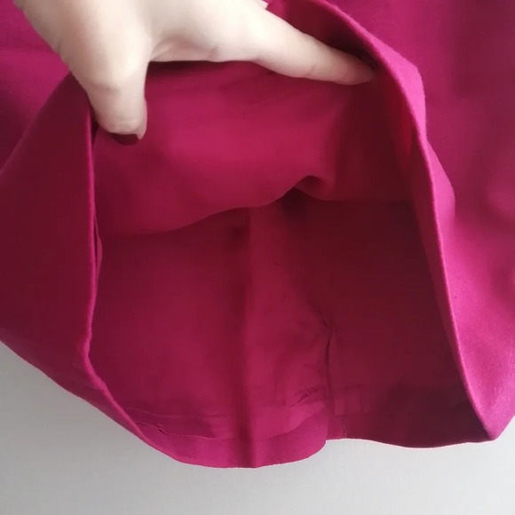 Vintage Magenta 100% Pure Virgin Wool Skirt with Pockets and Pleats 6 - Picture 8 of 16